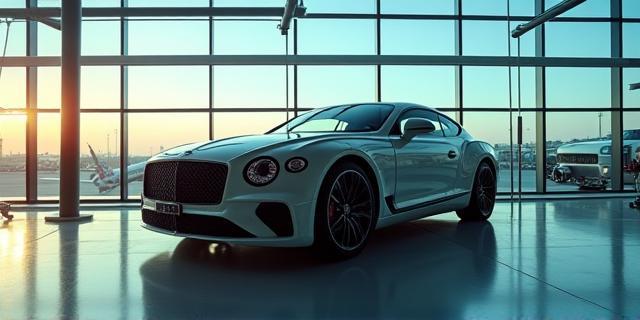 Luxury car at airport terminal