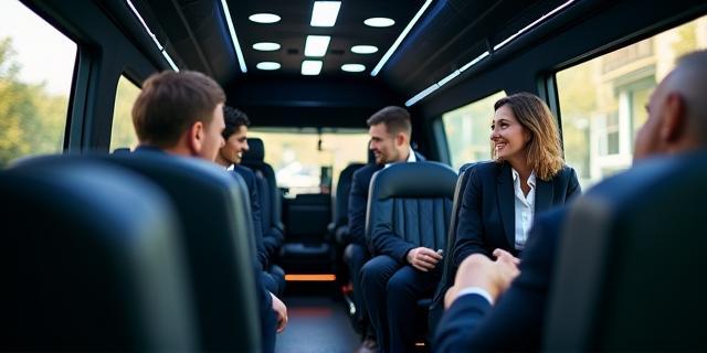 Business professionals in a luxury van