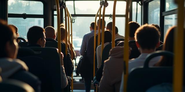 Group of people boarding a bus